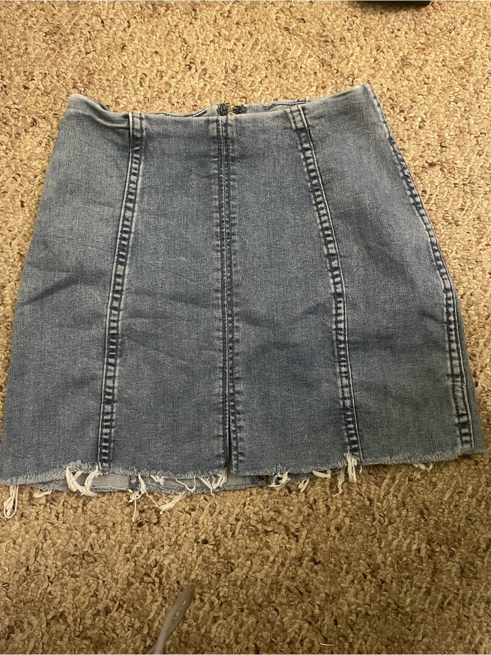 Free People stretch Denim Panel Mini Skirt - Blue, raw  hem size 2